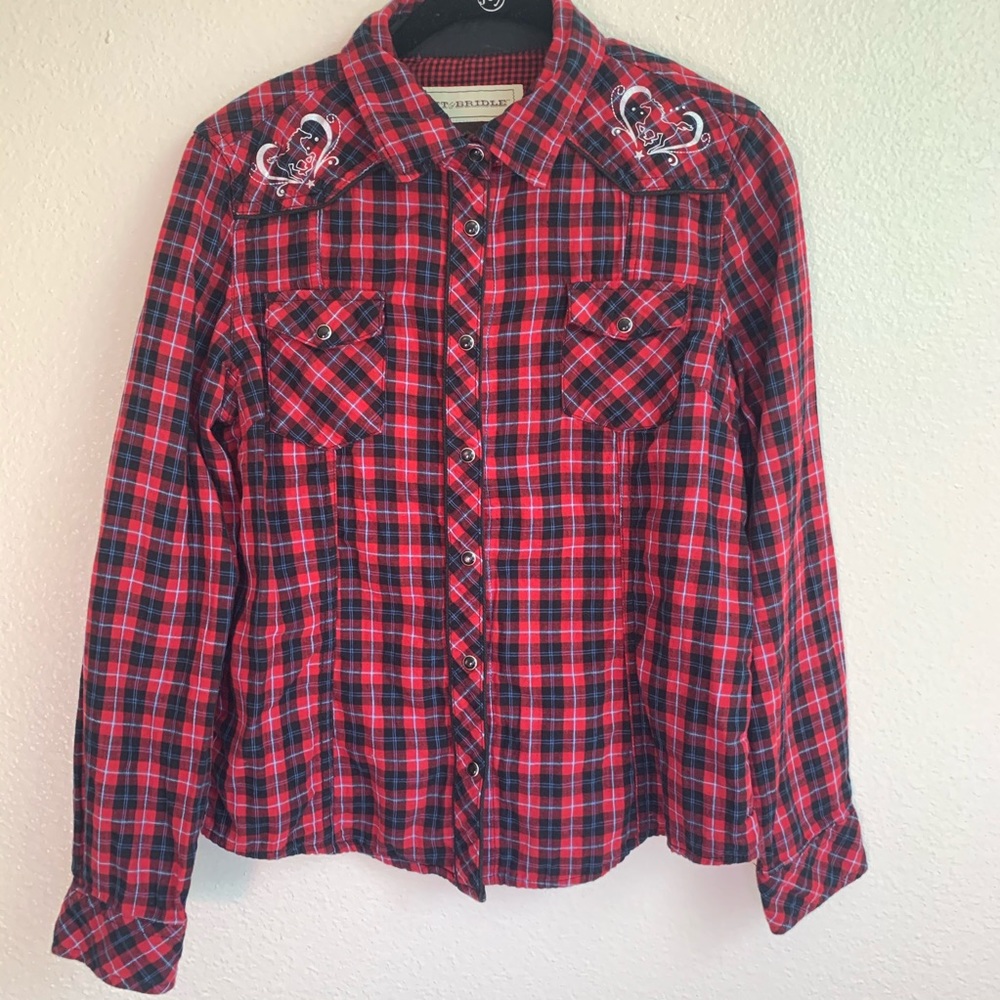 Bit & Bridle Red Plaid Button Down